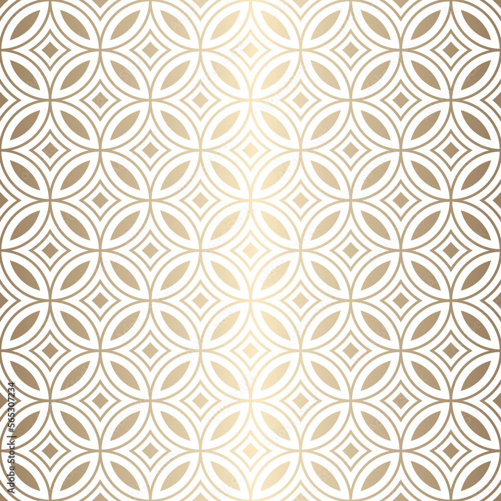 Seamless luxury pattern with golden circle line, isolated on ...