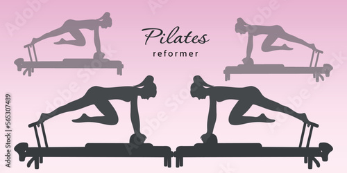 Pilates. Silhouette of a girl doing Pilates. A concept for business. Vector illustration