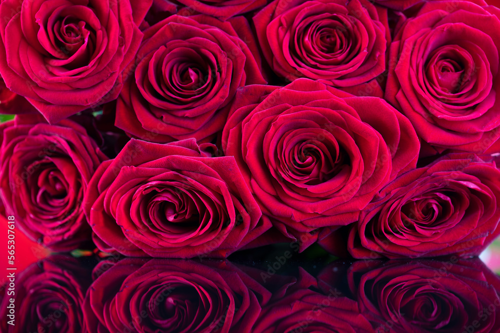 Valentines day. Bunch of roses on the bokeh background. 