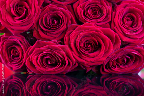 Valentines day. Bunch of roses on the bokeh background. 