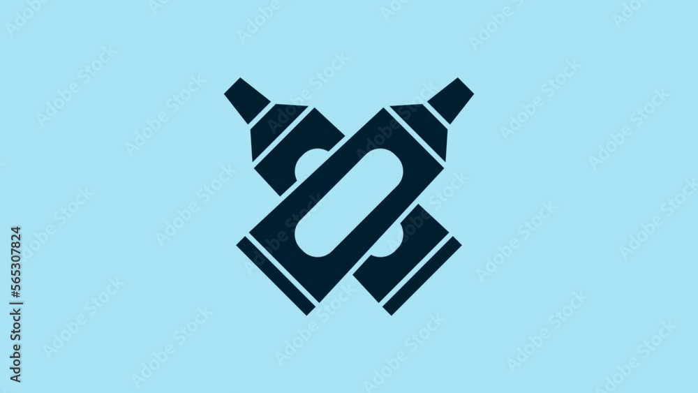 Blue Crossed tube of toothpaste icon isolated on blue background. 4K Video motion graphic animation Blue Crossed tube of toothpaste icon isolated on blue background. 4K Video motion graphic animation