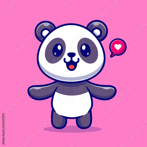 Fototapeta Naklejka Na Ścianę i Meble -  Cute Panda Cartoon Vector Icon Illustration. Animal Nature 
Icon Concept Isolated Premium Vector. Flat Cartoon Style
