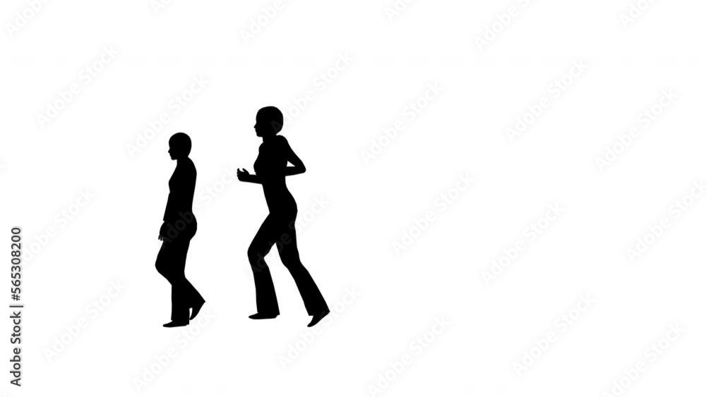 Silhouettes of people are walking on a white background Silhouettes of people are walking on a white background