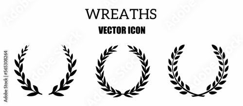 Wreath icon template set isolated white background. Stock vector illustration.
