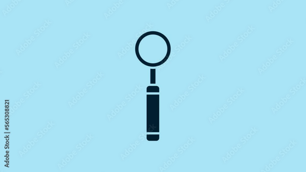 Blue Dental inspection mirror icon isolated on blue background. Tool dental checkup. 4K Video motion graphic animation Blue Dental inspection mirror icon isolated on blue background. Tool dental checkup. 4K Video motion graphic animation