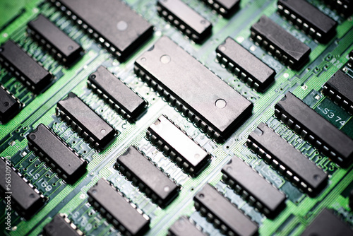 High angle close-up of mother board photo