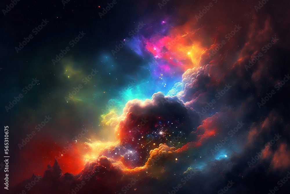 Artistic painting vision of colorful cosmos full of stars and piercing light. Background with galaxy and nebula. Cloudy clouds. Backdrop for your desktop or wallpaper. Graphic design illustration. Artistic painting vision of colorful cosmos full of stars and piercing light. Background with galaxy and nebula. Cloudy clouds. Backdrop for your desktop or wallpaper. Graphic design illustration.