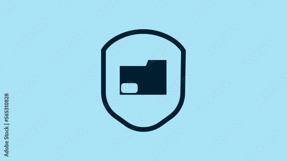 Blue Document folder protection concept icon isolated on blue background. Confidential information and privacy idea, guard, shield. 4K Video motion graphic animation Blue Document folder protection concept icon isolated on blue background. Confidential information and privacy idea, guard, shield. 4K Video motion graphic animation