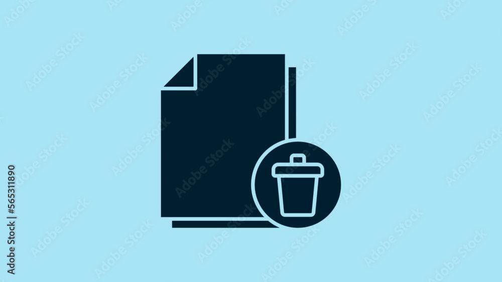 Blue Delete file document icon isolated on blue background. Paper sheet with recycle bin sign. Rejected document. Cross on paper. 4K Video motion graphic animation Blue Delete file document icon isolated on blue background. Paper sheet with recycle bin sign. Rejected document. Cross on paper. 4K Video motion graphic animation