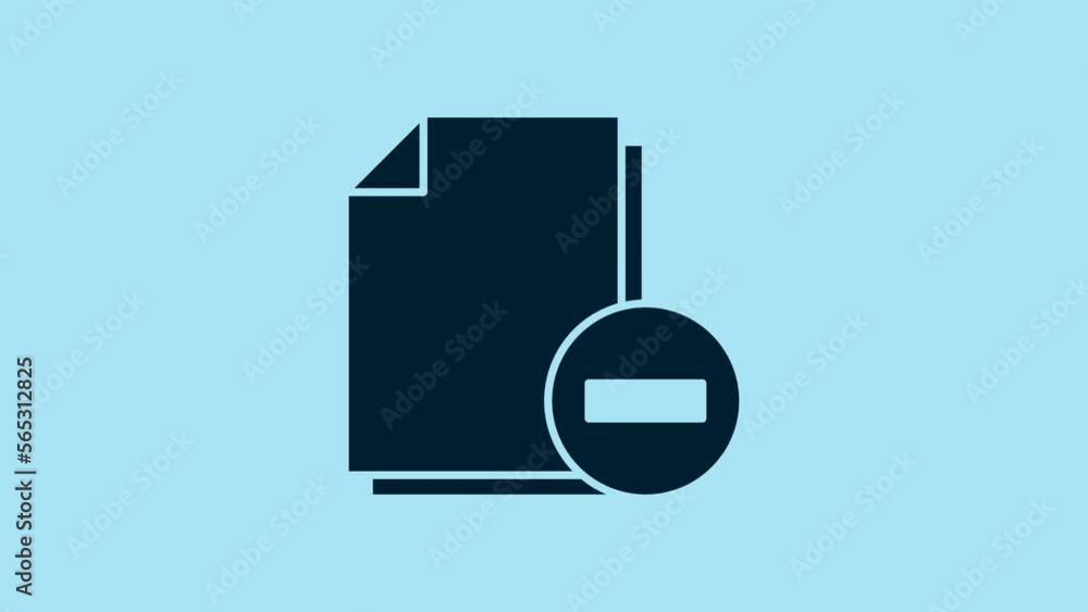 Blue Document with minus icon isolated on blue background. Clear document. Remove file document. Delete information file. 4K Video motion graphic animation Blue Document with minus icon isolated on blue background. Clear document. Remove file document. Delete information file. 4K Video motion graphic animation