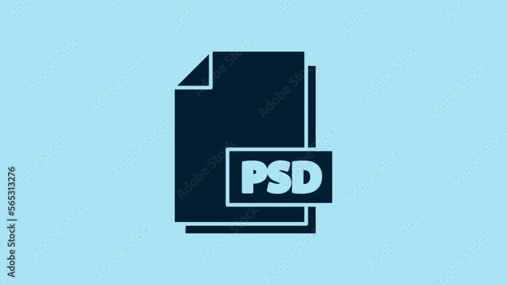 Blue PSD file document. Download psd button icon isolated on blue background. PSD file symbol. 4K Video motion graphic animation Blue PSD file document. Download psd button icon isolated on blue background. PSD file symbol. 4K Video motion graphic animation