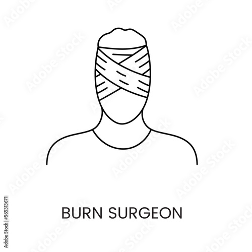 Burn surgeon line icon in vector, illustration of medical profession. photo