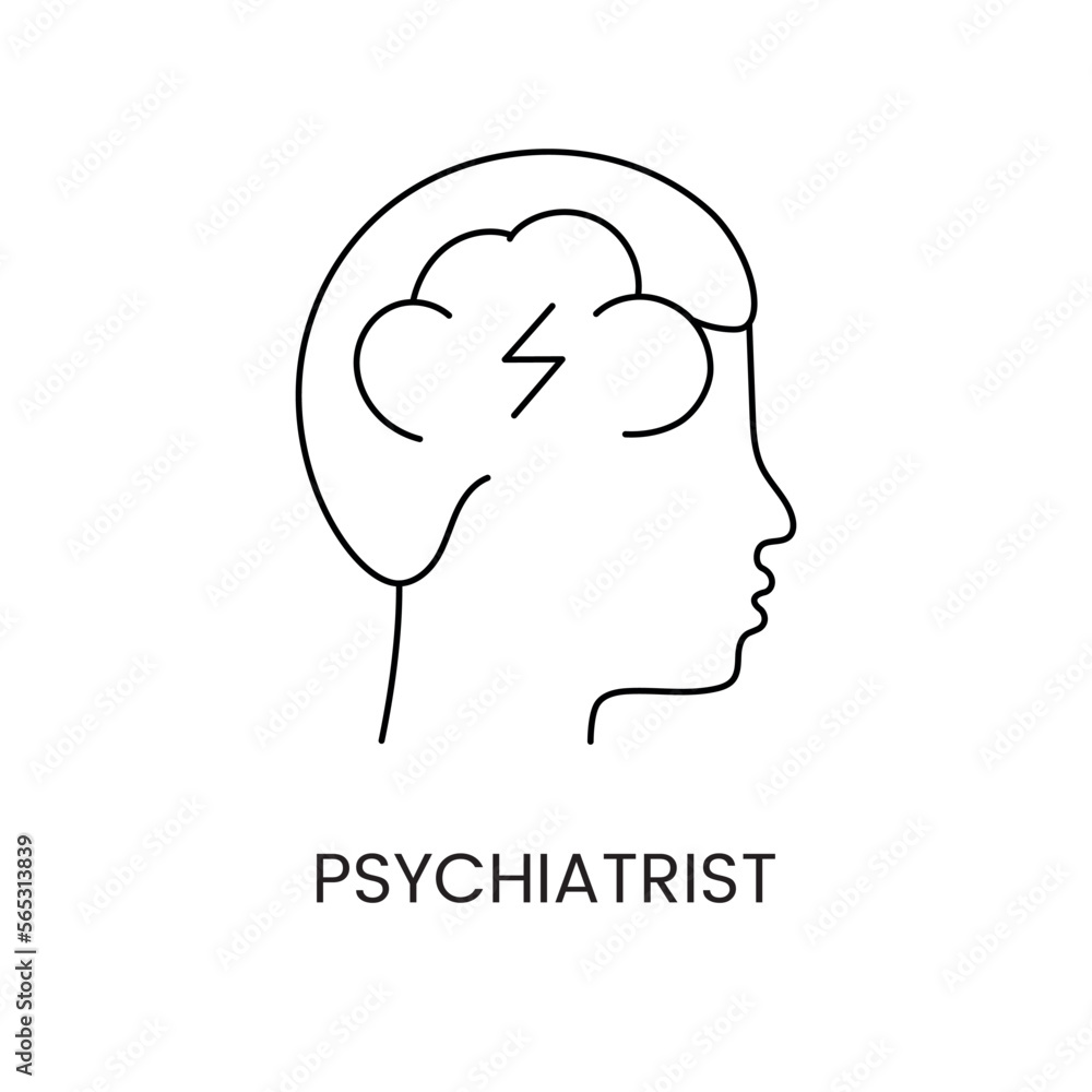 Psychiatrist line icon in vector, illustration of medical profession.