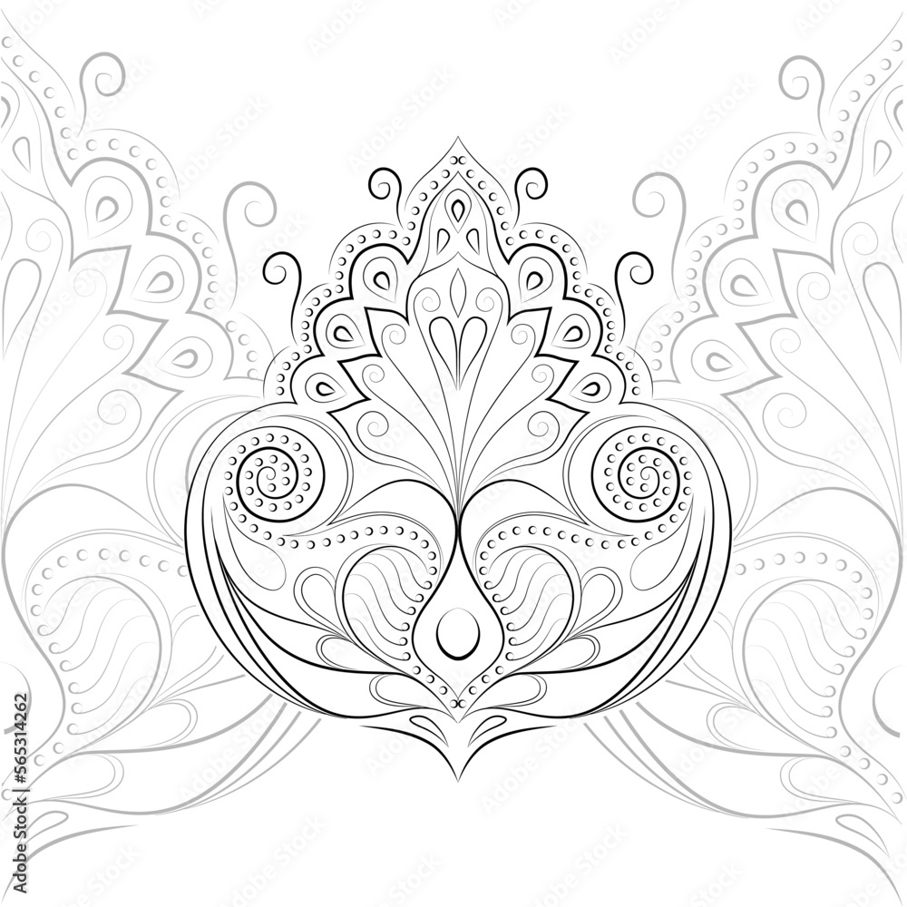 Mandala silhouette. A great card for any other type of design, birthday and other holiday, kaleidoscope, medallion, yoga, India, Arabic. Tattoo, print and logo design. Isolated vector illustration.