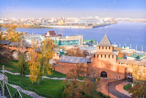 Ivanovskaya tower and view from the Observation deck, Nizhny Novgorod Kremlin, Nizhny Novgorod