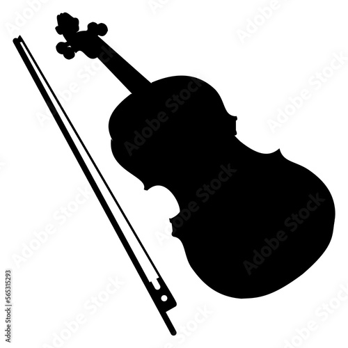Konstfotografi Instrumento musical. Silueta aislada de violín y arco