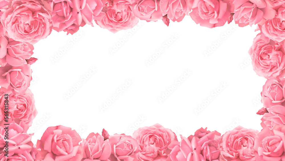 Valentines Day. Roses frame border isolated on a transparent background ...