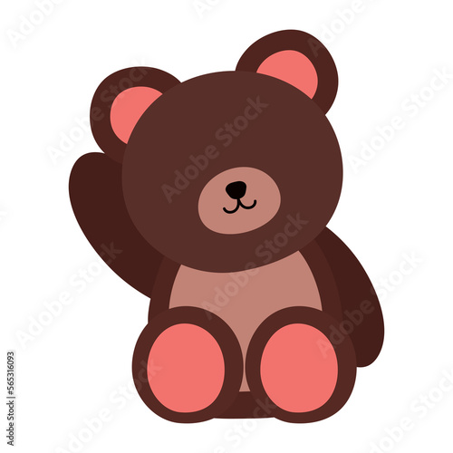 Cute Little Bear Sitting Wild Animal in Animated Cartoon Vector Illustration