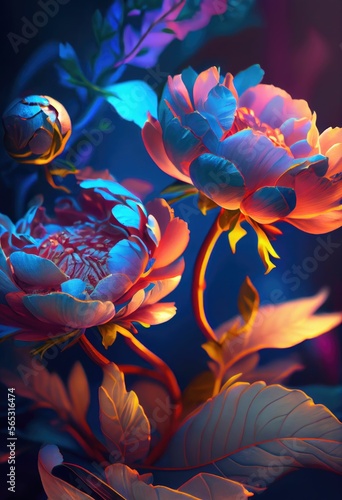 Beautiful spectral flowers  made with Generative AI