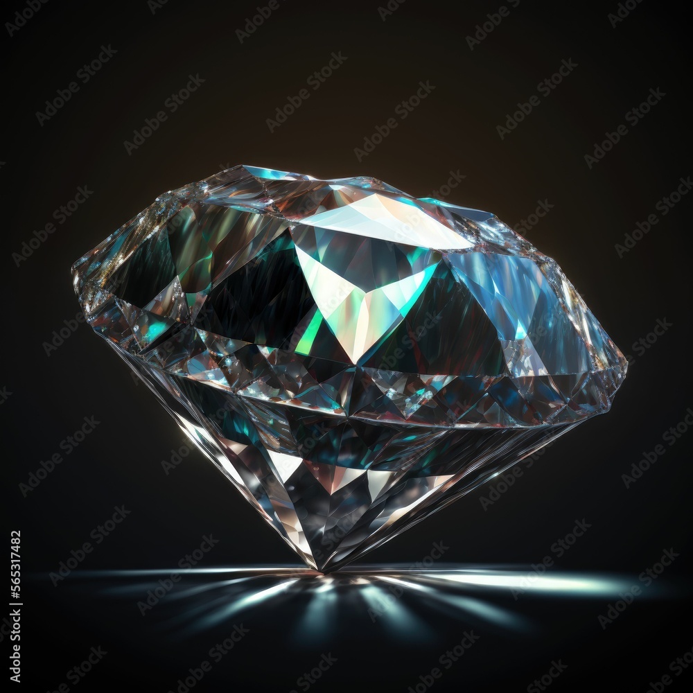 Diamond on black background ,made with Generative AI Diamond on black background ,made with Generative AI