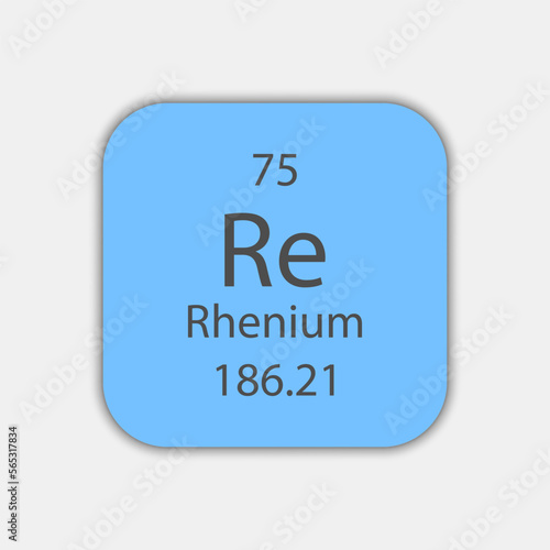 Rhenium symbol. Chemical element of the periodic table. Vector illustration.