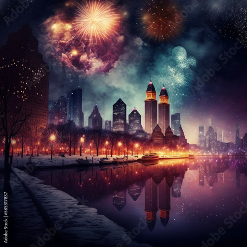 the turn of the new year in the city is very lively with very beautiful fireworks in the sky © edwin
