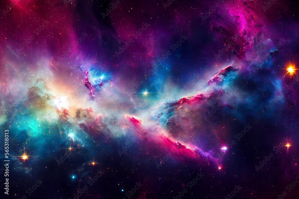 Fototapeta premium HD Wallpaper of colorful space stars galaxy nebula rendering Generative AI Content by Midjourney