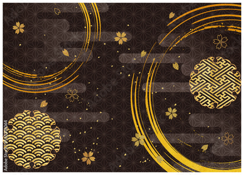 金箔筆模様和柄背景