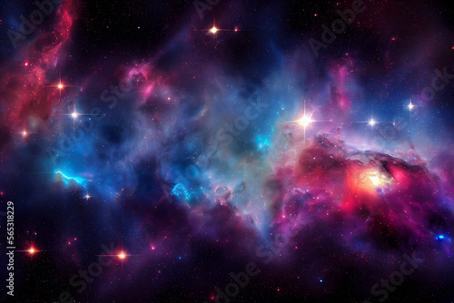 HD Wallpaper of colorful space stars galaxy nebula rendering Generative AI Content by Midjourney © simon