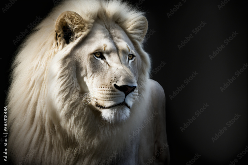 Fototapeta premium Lion in the night, generative AI