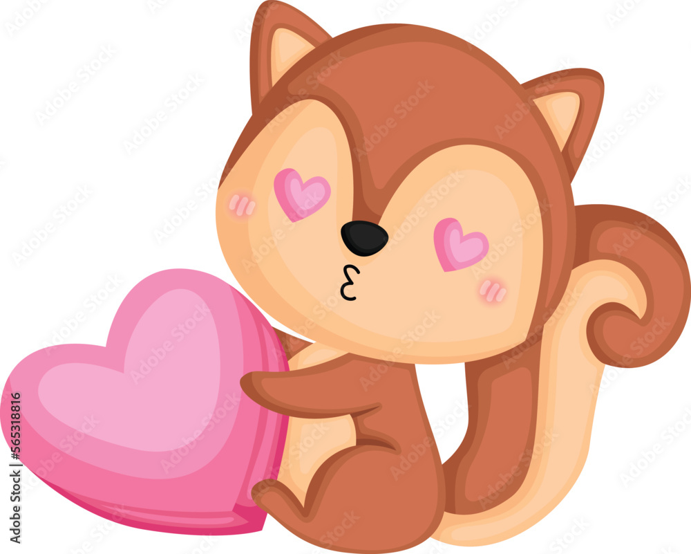 a vector of a cute squirrel in love a vector of a cute squirrel in love