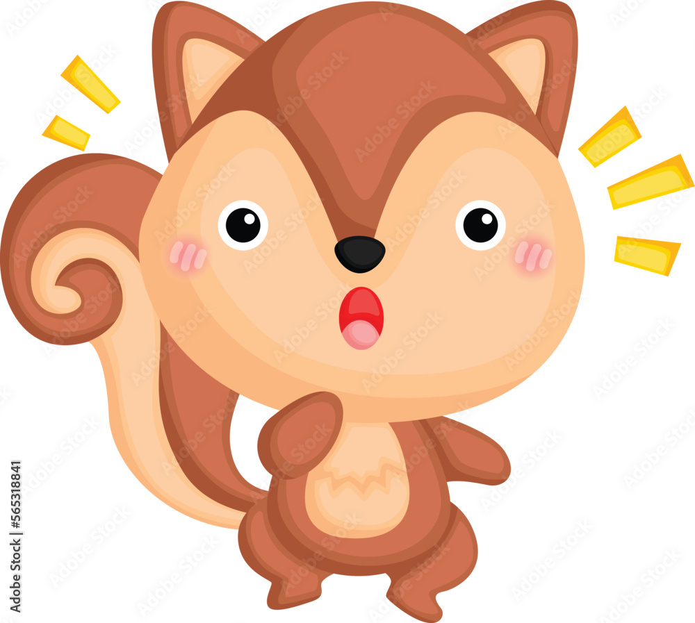 a vector of a cute surprised squirrel 