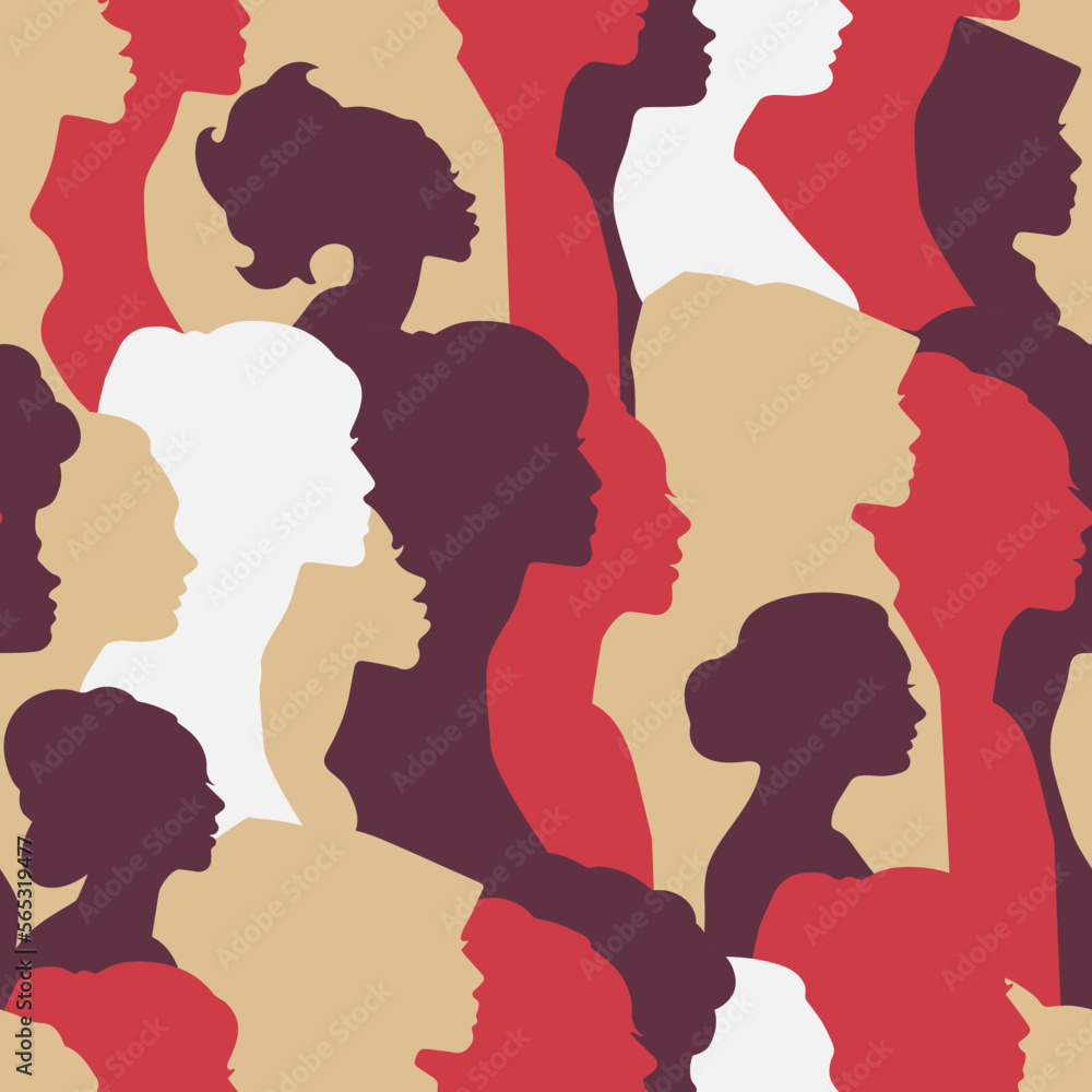 Seamless pattern of a crowd of women, a lot of people Seamless pattern of a crowd of women, a lot of people
