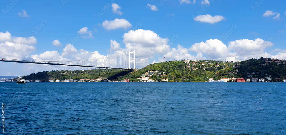 Panoramic view of Bosphorus Bridge, Istanbul, Turkey