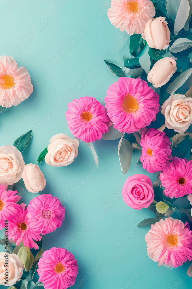 modern, minimalistic easter background with fresh flowers, generative ai modern, minimalistic easter background with fresh flowers, generative ai