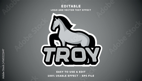 Obraz na plátně troy editable text effect logo with modern style