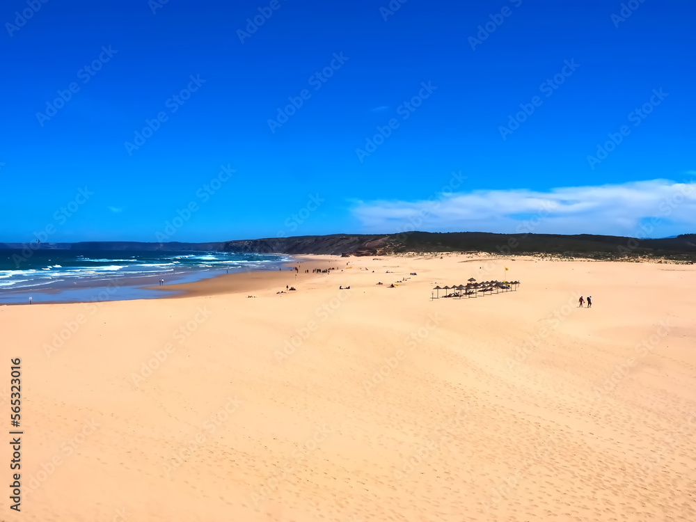 Naklejka premium wild Praia da Bordeira beach at the west Algarve coast of Portugal