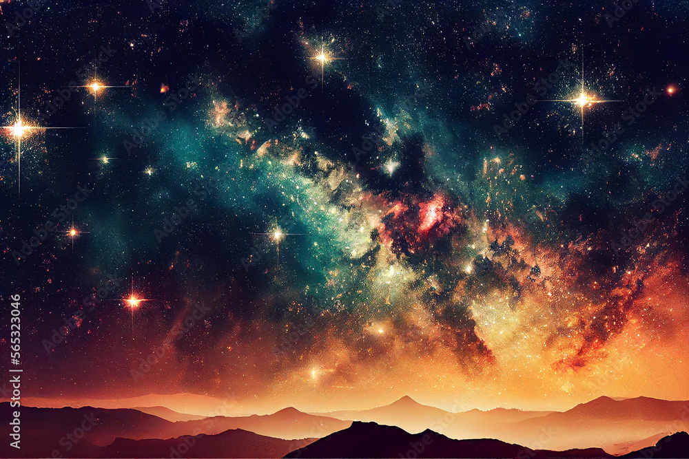 Fototapeta premium dazzling starry sky cosmic starry sky background material Generative AI Content by Midjourney