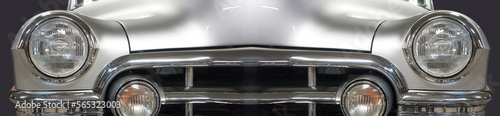 Detail front headlight of an old vintage car