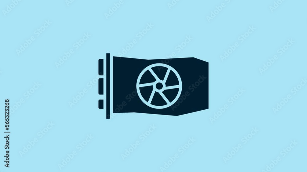 Blue Video graphic card icon isolated on blue background. 4K Video motion graphic animation Blue Video graphic card icon isolated on blue background. 4K Video motion graphic animation