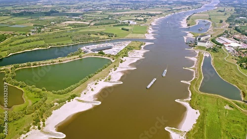 drone shot of the river Maas with floodplain photo