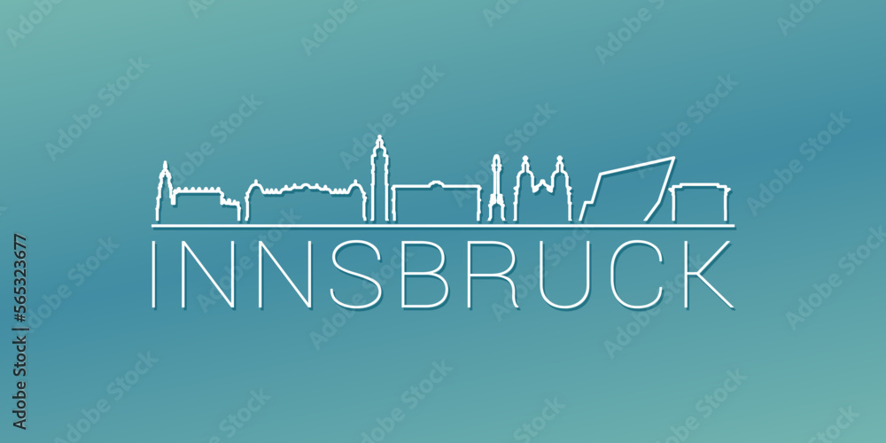 Fototapeta premium Innsbruck, Austria Skyline Linear Design. Flat City Illustration Minimal Clip Art. Background Gradient Travel Vector Icon.