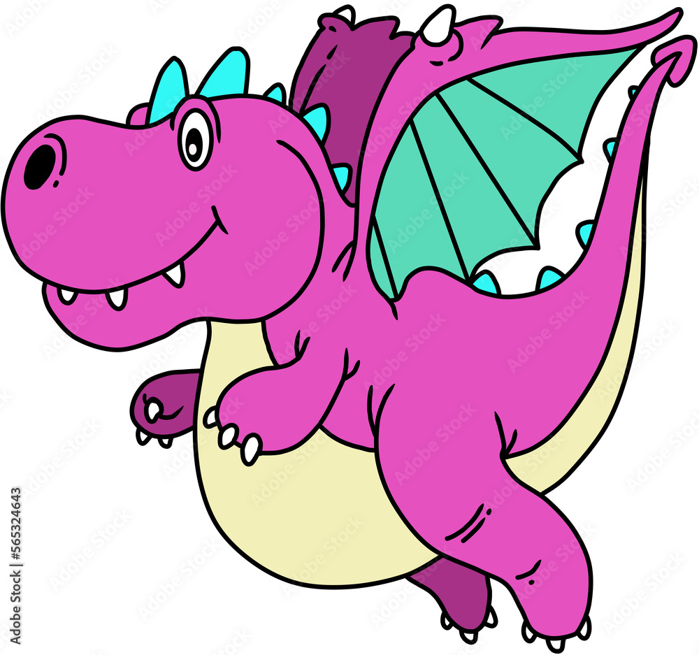 Fototapeta premium cute baby dragon cartoon illustration