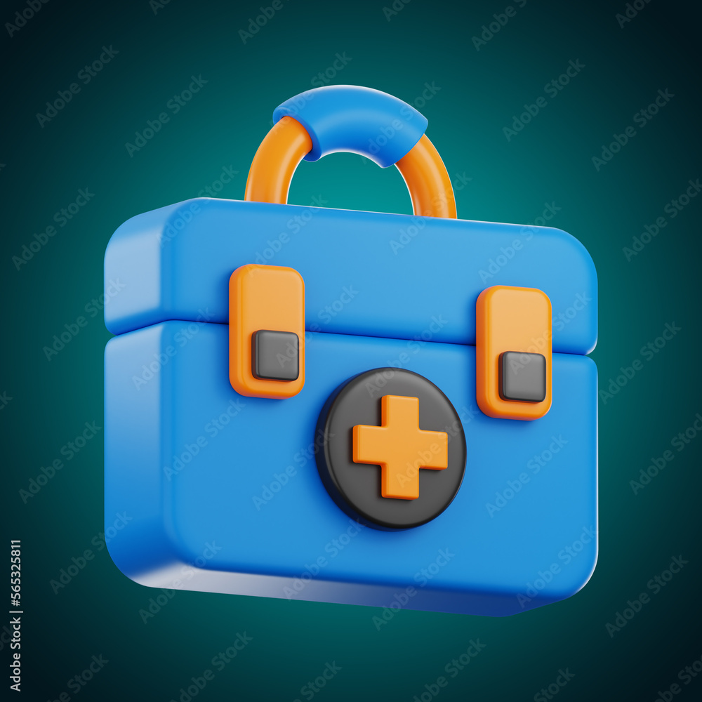 Premium doctor hand bag icon 3d rendering on isolated background Premium doctor hand bag icon 3d rendering on isolated background