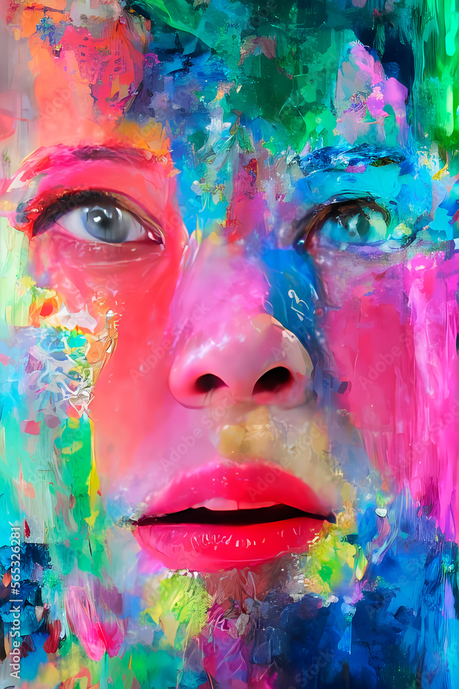 very abstract portrait of woman, colorful, magical, spiritual, generative ai