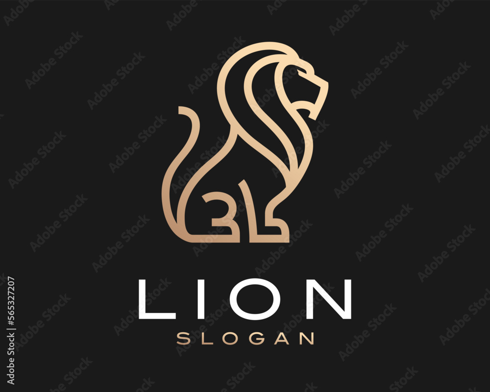 Lion Leo Mane Wildlife Predator Animal Line Art Linear Gold Luxury Golden Classy Vector Logo Design Lion Leo Mane Wildlife Predator Animal Line Art Linear Gold Luxury Golden Classy Vector Logo Design