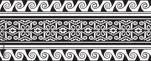 Vector monochrome seamless ornament of Native Americans, Aztecs. Endless border of the tribes of South and Central America.