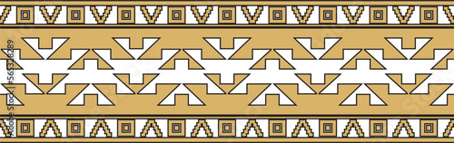 Native American vector gold seamless pattern. Endless Aztec, Maya, Inca ornament. Drawing for border and frame.