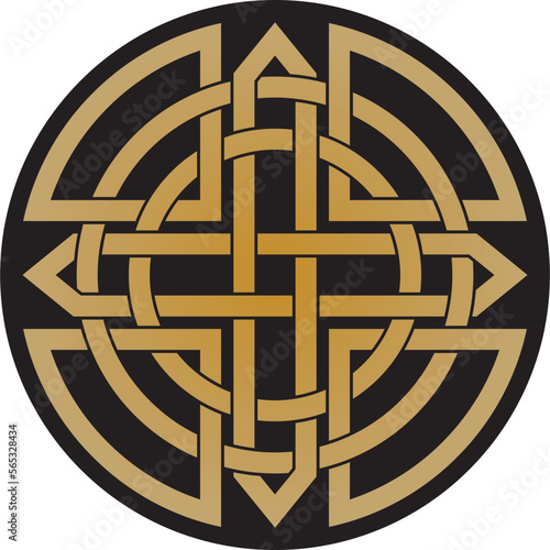 Vector gold and black Celtic knot. Ornament of ancient European peoples. The sign and symbol of the Irish, Scots, Britons, Franks..