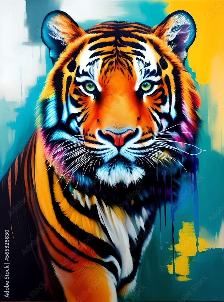 colorful tiger portrait